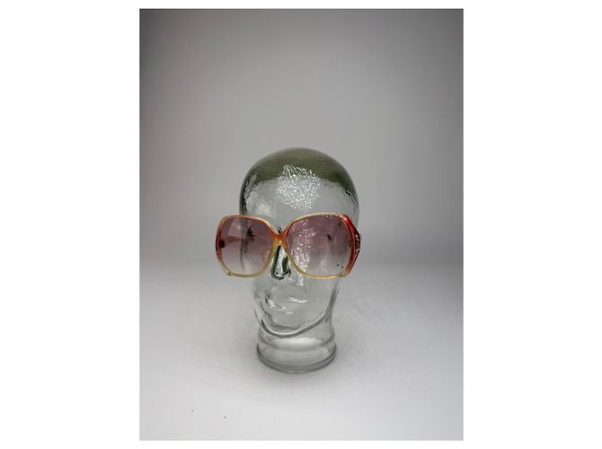 Vintage Yves Saint Laurent Übergroße Sonnenbrille Beige Rot - Ansicht 4