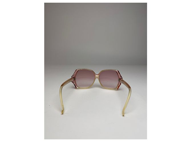 Vintage Yves Saint Laurent Übergroße Sonnenbrille Beige Rot - Ansicht 5