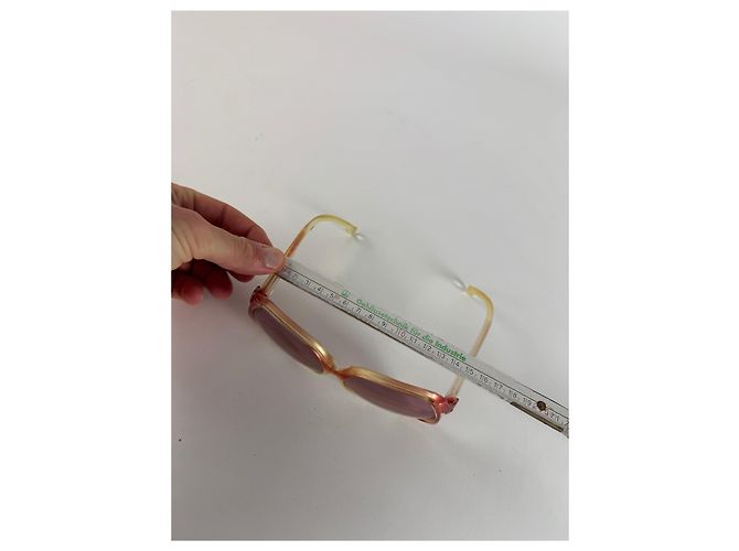Vintage Yves Saint Laurent Übergroße Sonnenbrille Beige Rot - Ansicht 6