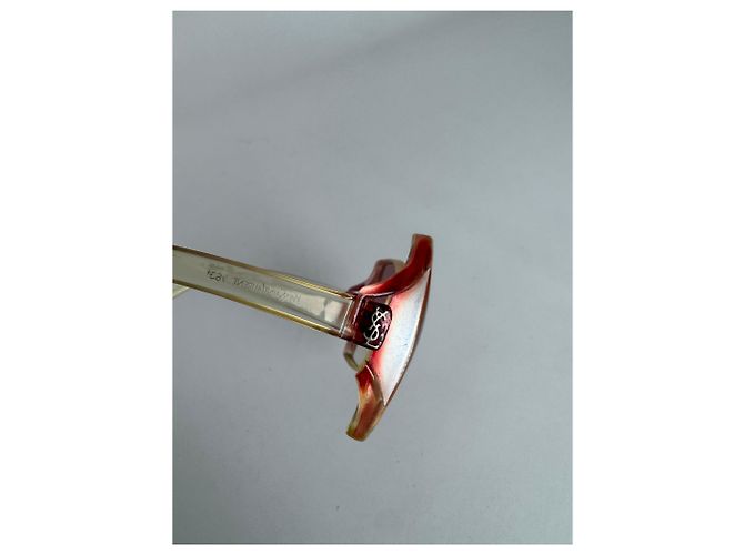 Vintage Yves Saint Laurent Übergroße Sonnenbrille Beige Rot - Ansicht 7