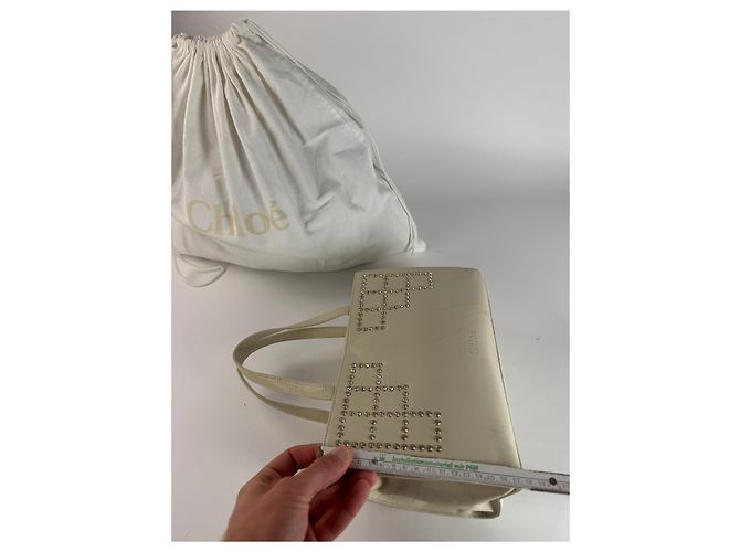 Chloé Vintage Chloe Lederhandtasche grau und weiß - Ansicht 10