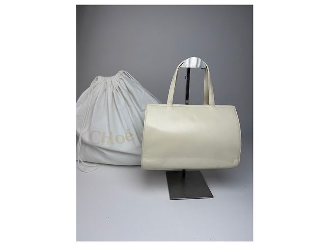 Chloé Vintage Chloe Lederhandtasche grau und weiß - Ansicht 2
