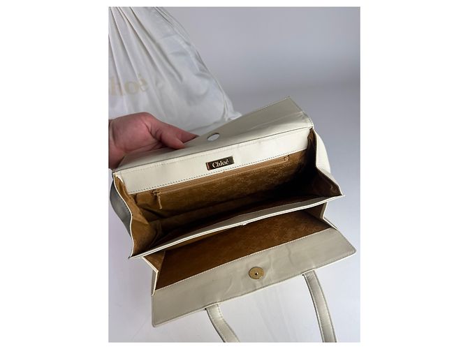 Chloé Vintage Chloe Lederhandtasche grau und weiß - Ansicht 3