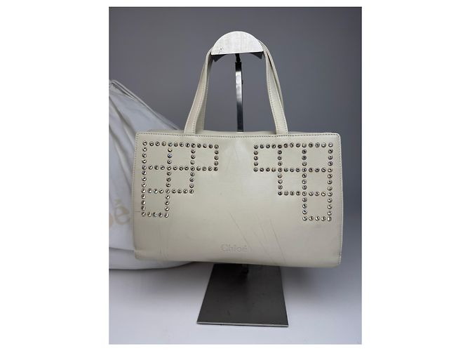 Chloé Vintage Chloe Lederhandtasche grau und weiß - Ansicht 5