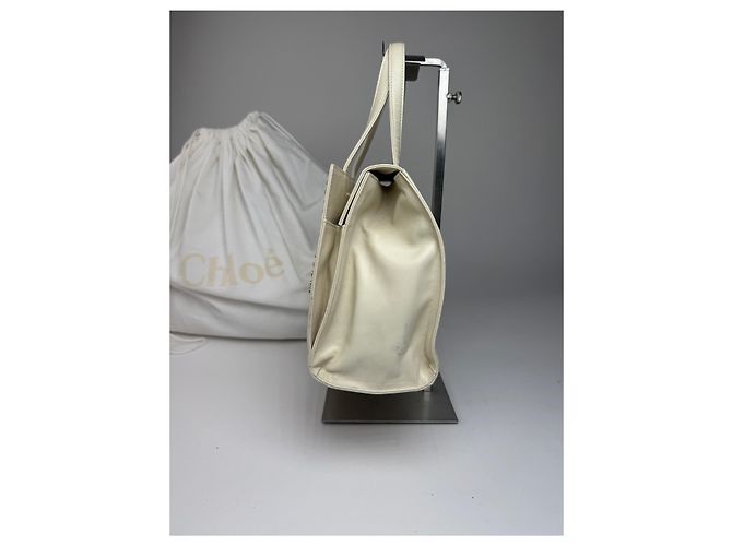 Chloé Vintage Chloe Lederhandtasche grau und weiß - Ansicht 6