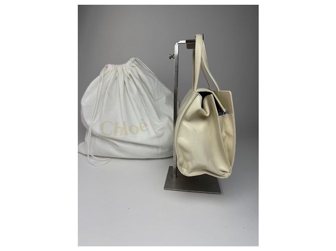 Chloé Vintage Chloe Lederhandtasche grau und weiß - Ansicht 8