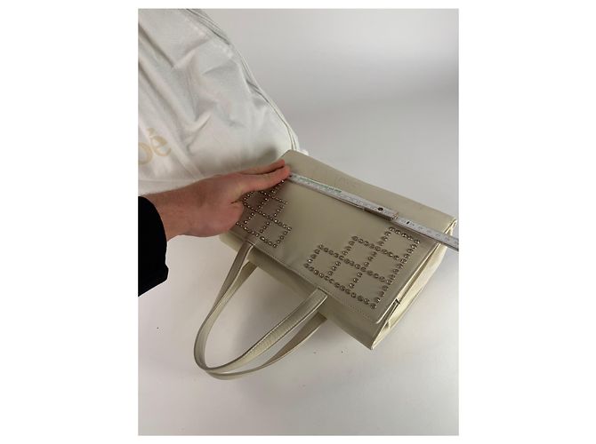 Chloé Vintage Chloe Lederhandtasche grau und weiß - Ansicht 9
