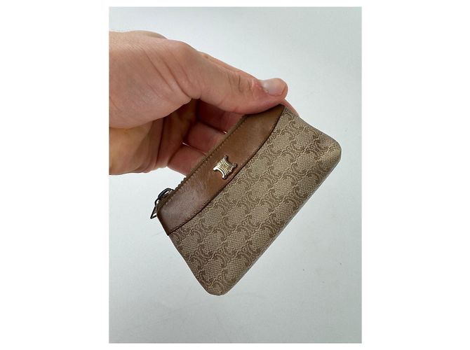 Triomphe Céline Vintage Celine Paris Leder Monogramm Tasche Beige Braun - Ansicht 3