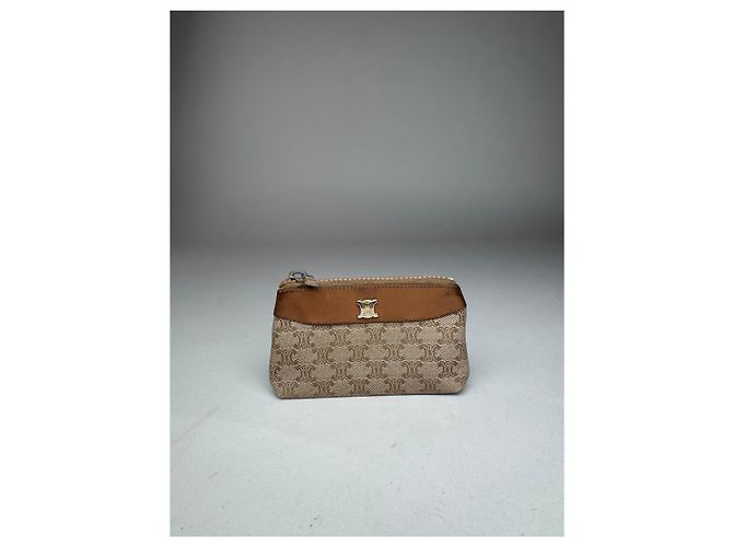 Triomphe Céline Vintage Celine Paris Leder Monogramm Tasche Beige Braun - Ansicht 8