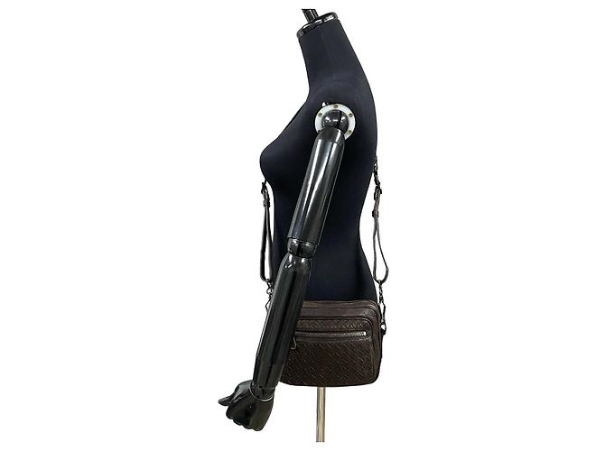 Mini borsa a tracolla in pelle Bottega Veneta Marrone - vista 3