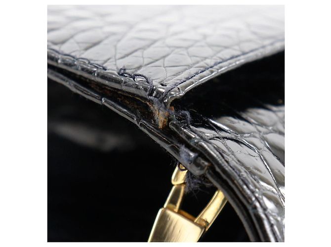 Autre Marque Borsa a spalla in pelle goffrata MORABITO 2 in 1 con catena Nero - vista 12
