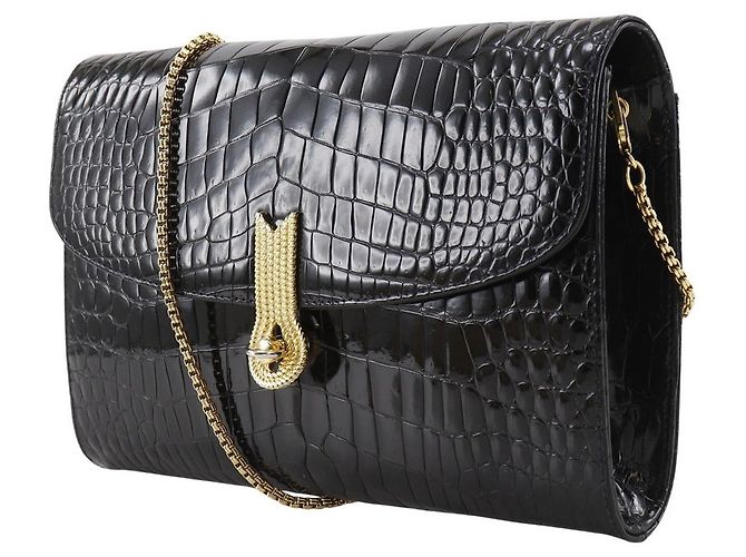 Autre Marque Borsa a spalla in pelle goffrata MORABITO 2 in 1 con catena Nero - vista 2