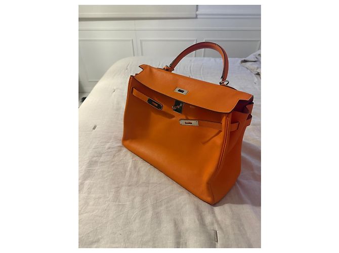 Borsa a mano Hermès Birkin 35 Arancione in pelle - vista 11