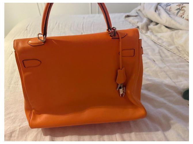 Borsa a mano Hermès Birkin 35 Arancione in pelle - vista 12