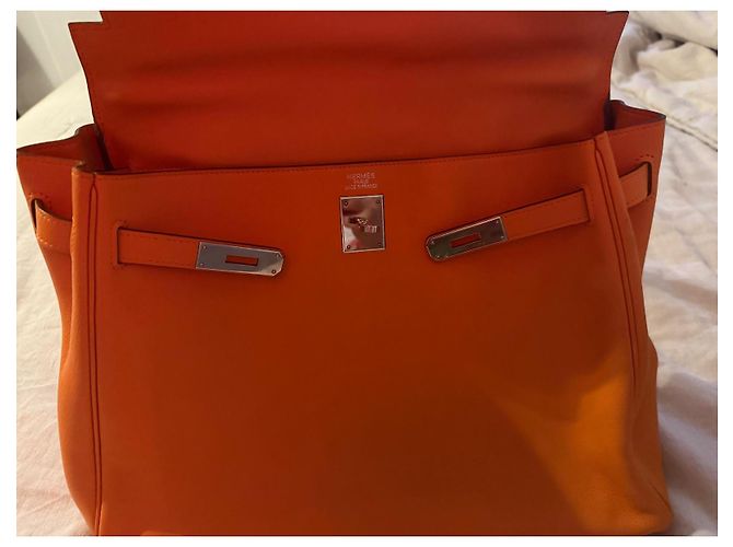 Borsa a mano Hermès Birkin 35 Arancione in pelle - vista 13