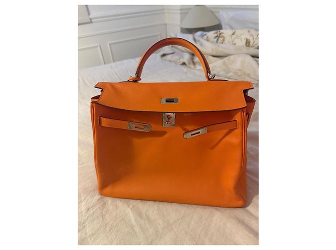 Borsa a mano Hermès Birkin 35 Arancione in pelle - vista 9