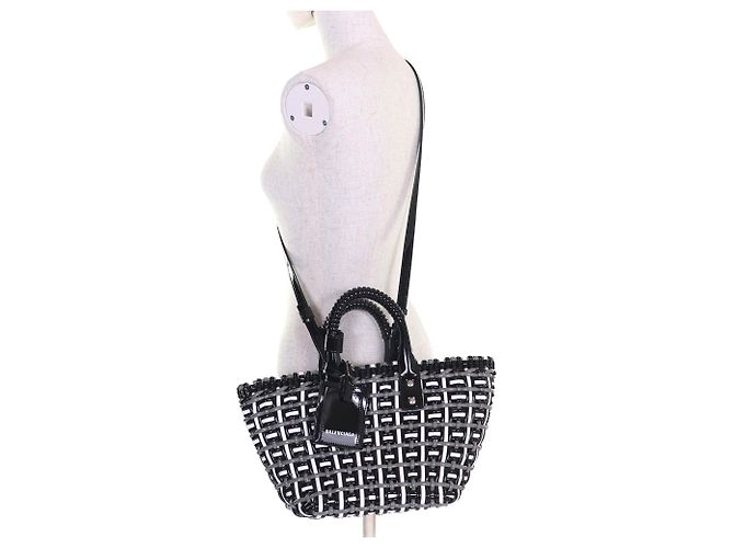 Borsa Bistro Basket Balenciaga, XS Marrone Nero Bianco - vista 11