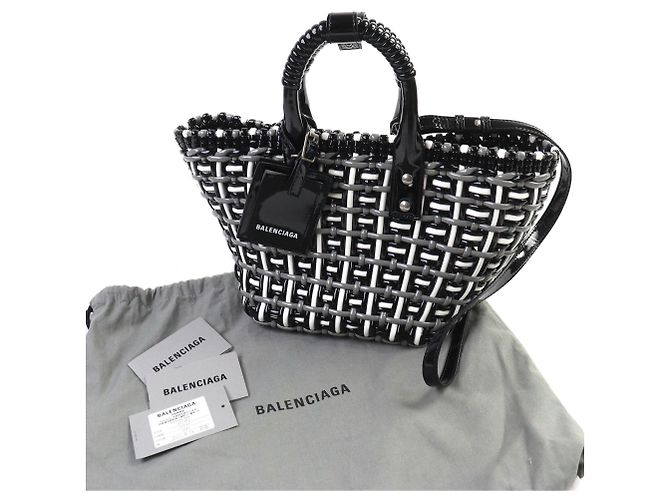 Borsa Bistro Basket Balenciaga, XS Marrone Nero Bianco - vista 2