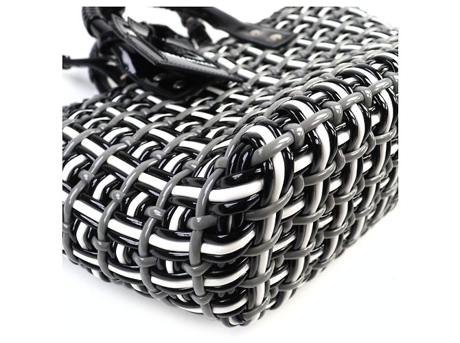 Borsa Bistro Basket Balenciaga, XS Marrone Nero Bianco - vista 7