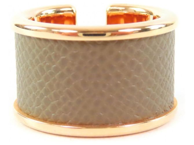 Ring Anillo Hermès Olympe GM Etoupe Oro Rosa Dorado Gris pardo - vista 4