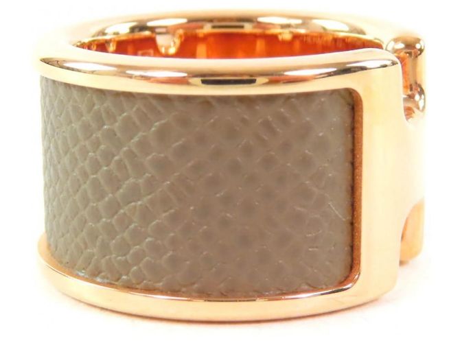 Ring Anillo Hermès Olympe GM Etoupe Oro Rosa Dorado Gris pardo - vista 5