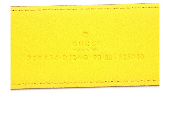 GUCCI Two-Tone Leather Belt Blue Yellow - view 10