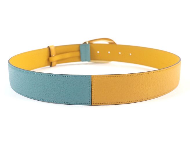 GUCCI Two-Tone Leather Belt Blue Yellow - view 4