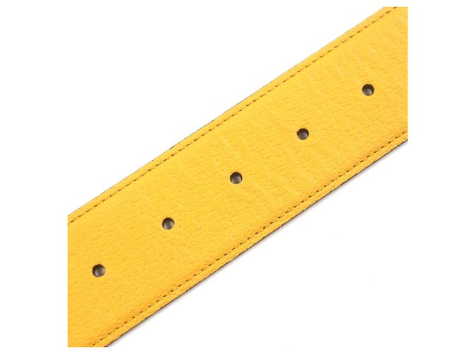 GUCCI Two-Tone Leather Belt Blue Yellow - view 7
