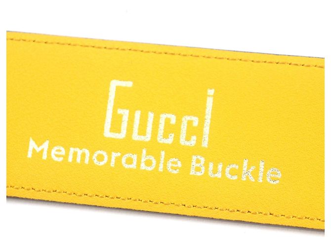 GUCCI Two-Tone Leather Belt Blue Yellow - view 9
