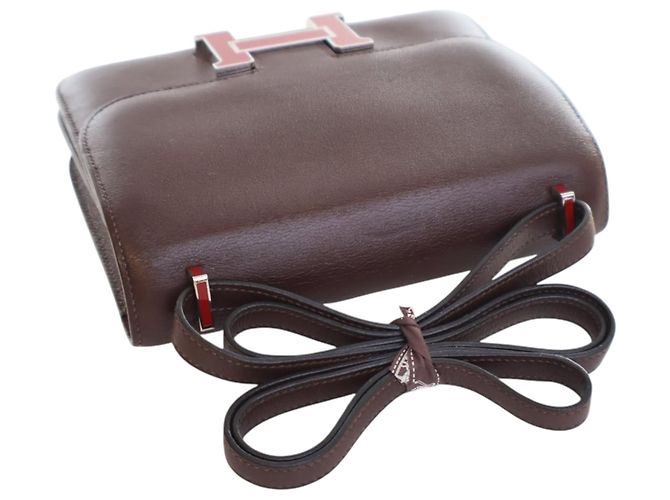 Hermès Mini Swift Verso Constance 18 Rosso Bordò - vista 11