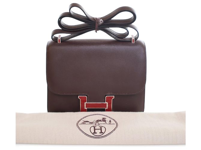 Hermès Mini Swift Verso Constance 18 Rosso Bordò - vista 12