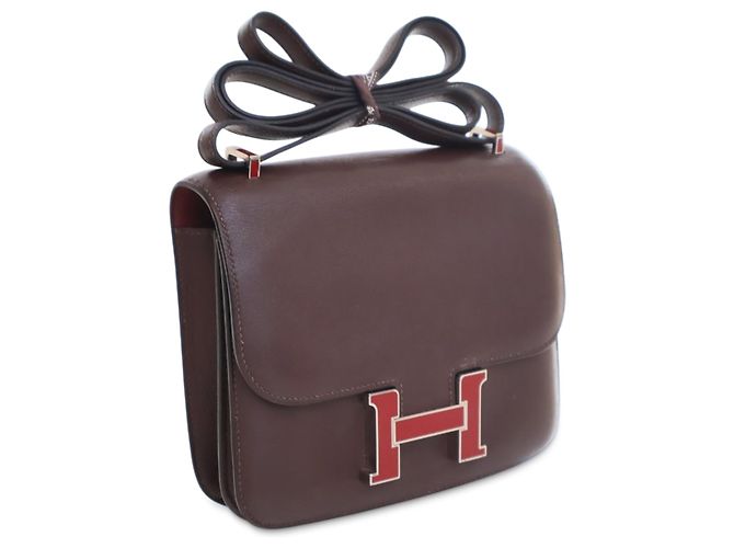 Hermès Mini Swift Verso Constance 18 Rosso Bordò - vista 2