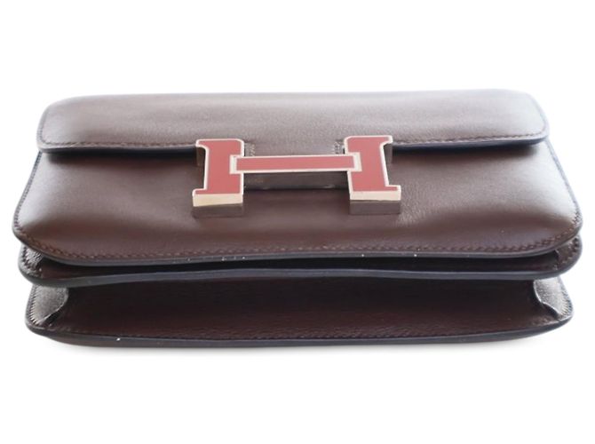 Hermès Mini Swift Verso Constance 18 Rosso Bordò - vista 4