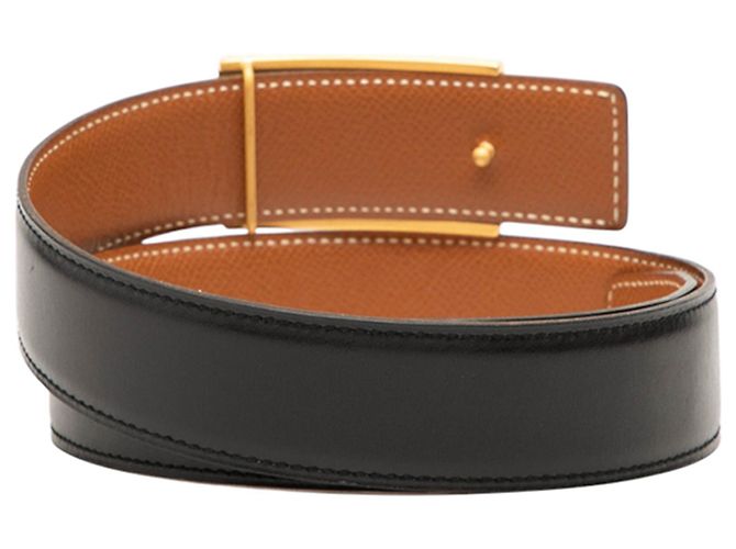 Cinturón de piel de ternera negra Hermès con hebilla de caballo. Negro - vista 4