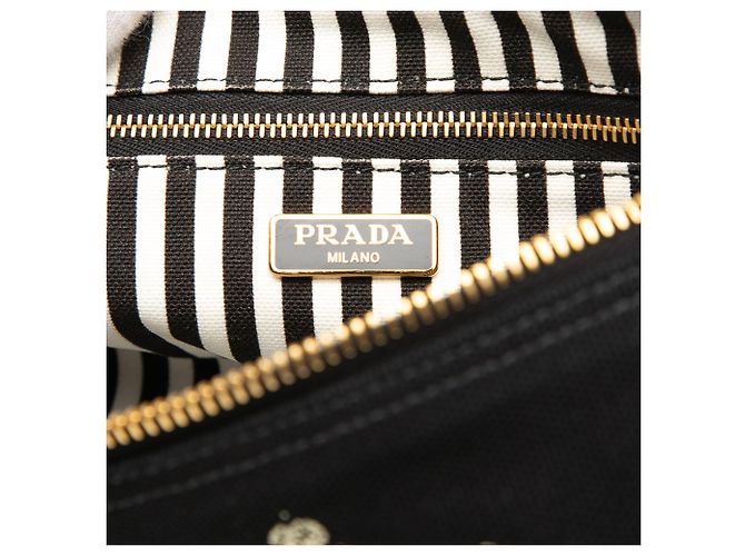 Pochette in tela nera Canapa con logo Prada Nero - vista 5