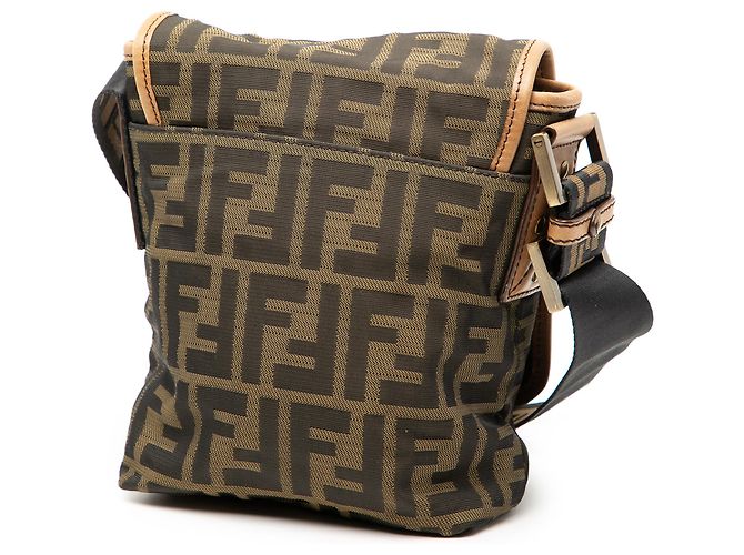 Fendi Borsa a tracolla Mini FF Zucca in tela marrone - vista 2