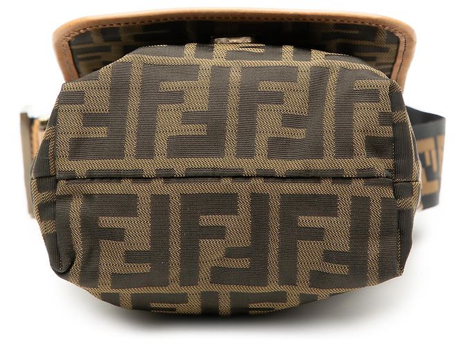 Fendi Borsa a tracolla Mini FF Zucca in tela marrone - vista 3