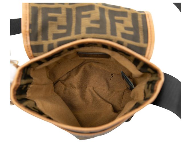 Fendi Borsa a tracolla Mini FF Zucca in tela marrone - vista 4