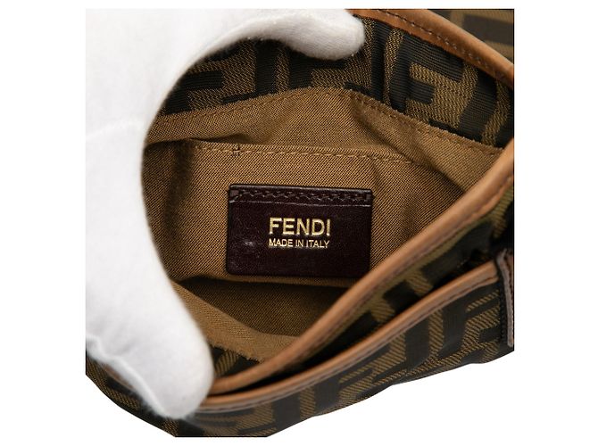 Fendi Borsa a tracolla Mini FF Zucca in tela marrone - vista 5