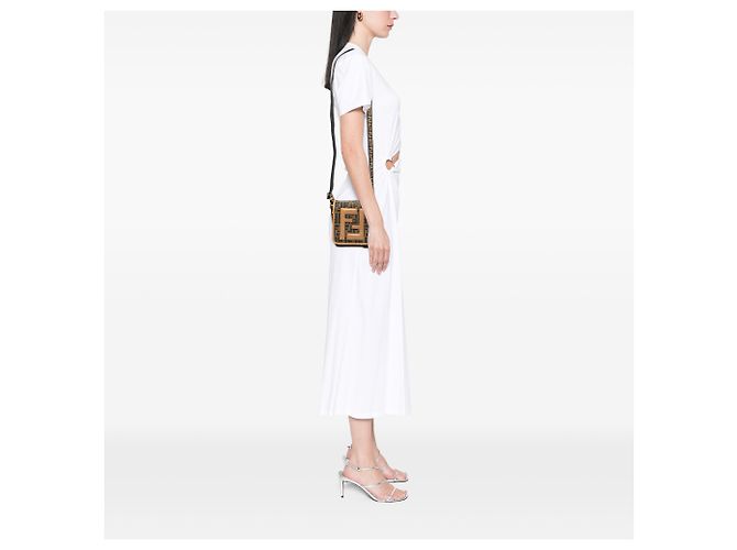 Fendi Borsa a tracolla Mini FF Zucca in tela marrone - vista 7