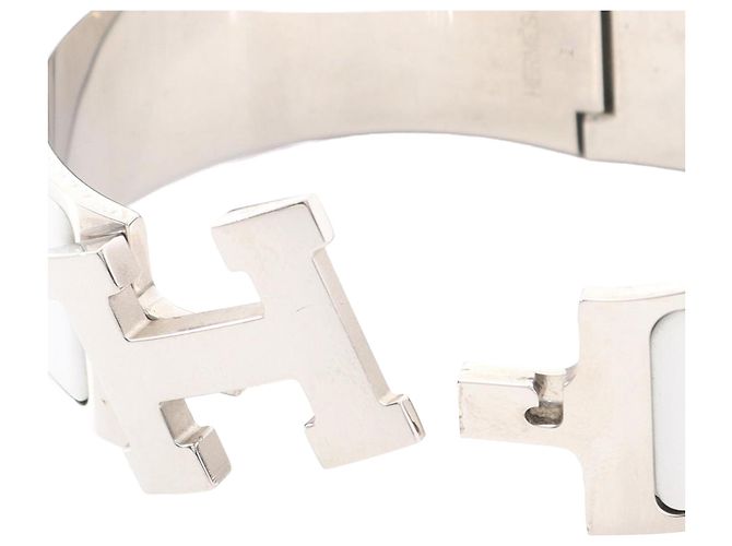 Bracciale PM Hermès Clic Clac H in smalto bianco largo - vista 4