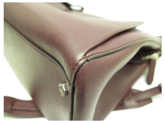 BOLSO LANCEL LISON A07894 DE CUERO GRANEADO BURDEOS CON BANDOLERA - vista 12