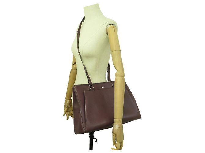BOLSO LANCEL LISON A07894 DE CUERO GRANEADO BURDEOS CON BANDOLERA - vista 14