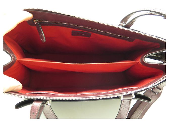 BOLSO LANCEL LISON A07894 DE CUERO GRANEADO BURDEOS CON BANDOLERA - vista 6