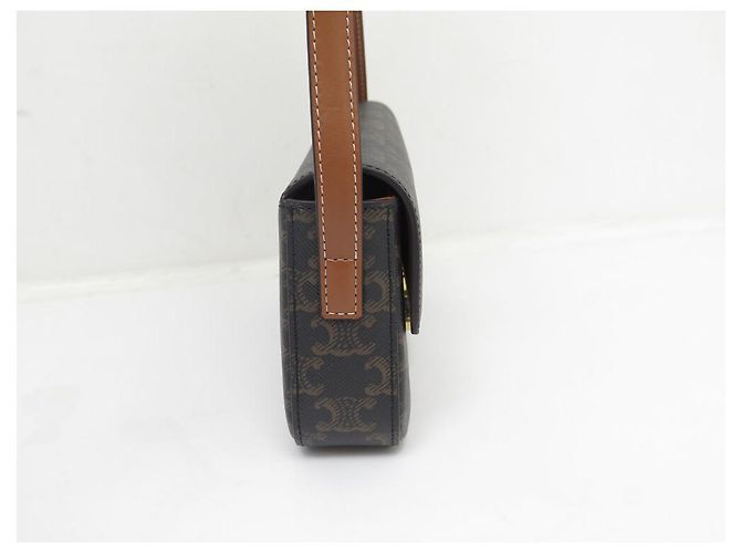 Triomphe Céline NUOVA BORSA A MANO CELINE CLAUDE TRIONFO CANVAS 194142CUZ Marrone - vista 4