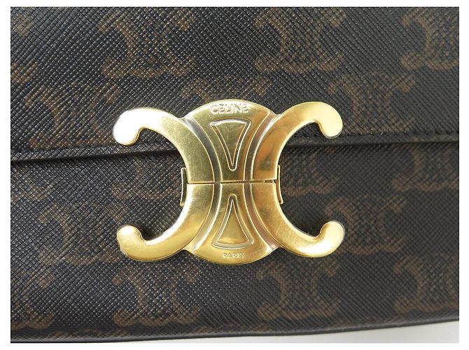 Triomphe Céline NUOVA BORSA A MANO CELINE CLAUDE TRIONFO CANVAS 194142CUZ Marrone - vista 6