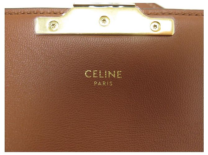 Triomphe Céline NUOVA BORSA A MANO CELINE CLAUDE TRIONFO CANVAS 194142CUZ Marrone - vista 9