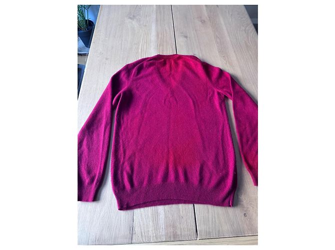 Eric Bompard Suéter de cachemira, dos hilos, cuello en V talla 38 Burdeos - vista 2