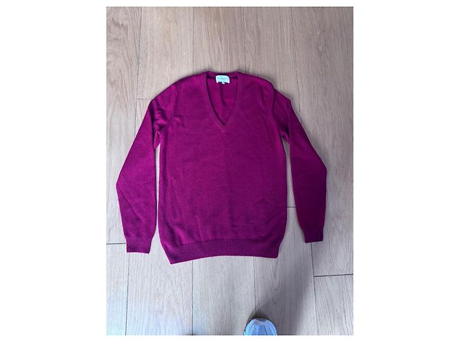 Eric Bompard Suéter de cachemira, dos hilos, cuello en V talla 38 Burdeos - vista 3