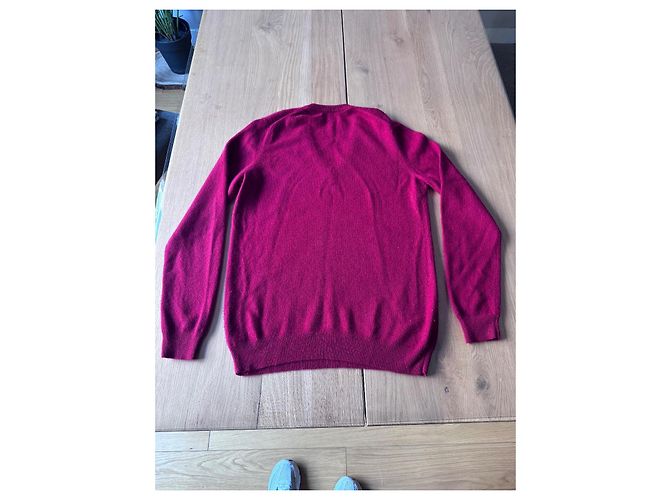 Eric Bompard Suéter de cachemira, dos hilos, cuello en V talla 38 Burdeos - vista 4